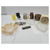 VTG Marbles, Harmonica, Clock, Owl, +