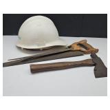 Hatchet, Hard Hat & Hand Saw