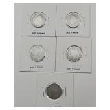 5 Early V Nickel Coins
