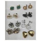Vintage Costume Jewelry - 8 Pairs Of Earrings