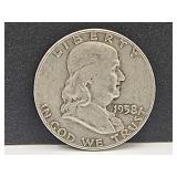 1958 D Silver Franklin Half Dollar Coin
