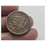 1851 Large Cent Coin Good Condition