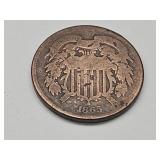 1865 Two Cent Coin Good Condition