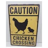 New Chicken Crossing Metal Sign 8" x 12"