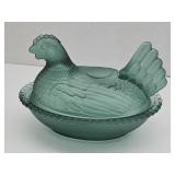 New Not Vintage Glass Hen on a Nest 4.5"