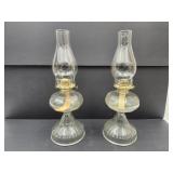 2 VTg Oil Lamps w Chimneys No Shipping