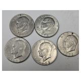 5 Ike Dollar Coins See Dates