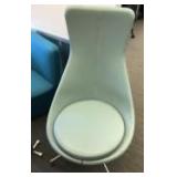 (2) Blue Leather Lounge Chair (2) Blue Leather Lounge Chair