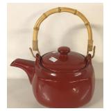 BAMBOO HANDLE RED TEAPOT