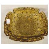 AMBER BUBBLE GLASS ASHTRAY