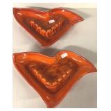 ORANGE CERAMIC ASHTRAYS