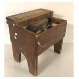 VINTAGE SHOE SHINE BOX AND CONTENTS