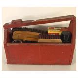 VINTAGE SHOE SHINE BOX AND CONTENTS