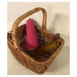 YARN AND BOBBIN IN WICKER BASKET