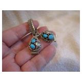 Vtg Sterling Silver & Turquoise Watch Band Signed