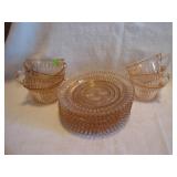 6 Vtg Pink Depression Glass Cups & Saucers