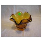 Vintage Amber Art Glass 4" Vase