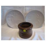 3 Pc Vtg Frankoma 2 Bicenntennial Plates & Planter