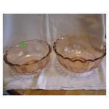 2 Vtg Pink Depression Glass Nesting Bowls 8&1/4 x