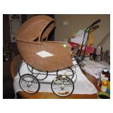 Vtg Wicker Doll Buggy 27" x 24" x 10&21/2"