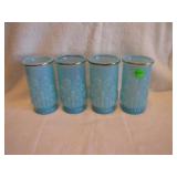 Set of 4 Avon Blue Opaline Glasses 4&7/8"