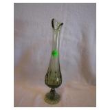Vintage Green Fenton Glass 11" Vase