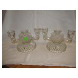 Vintage Pattern Glass Candle Holders 8" x 4&1/2"