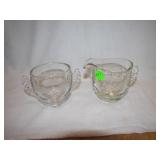 Vintage Cut Crystal Cream & Sugar 3&3/8"