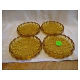 4 Vintage Bubble Glass Coasters 3&1/2"