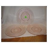3 Vtg Pink Depression Glass Hobnail Plates 8&1/2"