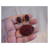 Vintage Brooch Pin & Clip Earrings