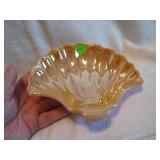 Vtg FireLing Peach Luster Shell Candy Dish
