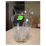 Vtg Crystal Vase with Etched Flowers 7&1/4"x4&1/4"