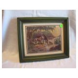Vintage Horse Print Signed Al Sanett 11&7/8x9&7/8