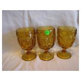 3 Vtg Moon & Stars 6" Goblets