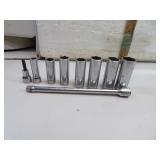 9 Pc 3/8 Drive Snap On 3/8" through 11/16" Sockets