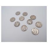 10 Silver Mercury Dimes - 1940 - 2/1940S - 1941 -