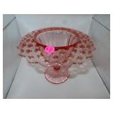 Vintage Pink Depression Glass Open Lace Diamond