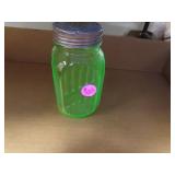 Vintage Uranium Depression Glass Ribbed Hoosier