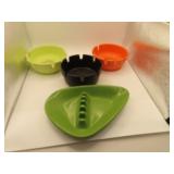 4 Mid-Century Ashtrays - Light Green has chip on