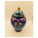 Fenton Iridescent Art Glass Blue Favrene Ginger