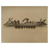 Vintage Metal Kerr Chevrolet - Hastings Emblem