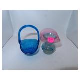 Mini Art Glass Basket & Vase (4" & 3&1/2")