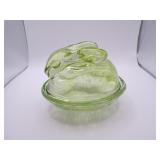 Vintage Glass Rabbit on Nest by L.E. Smith Glass