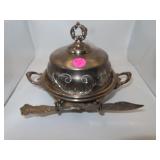 Antique Quadruple Plate Butter Dish with Lid &