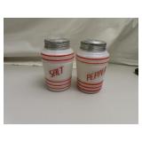 Vintage Red Stripes Salt & Pepper Shakers =4&5/8'