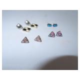 5 Pair Pierced Earrings (Blue Opal Pair Signed