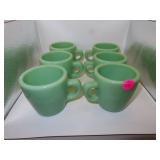 6 Vintage Fire King Ovenware Jadeite Cups