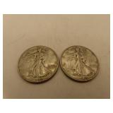 1942D & 1945S Silver Walking Liberty Half Dollars
