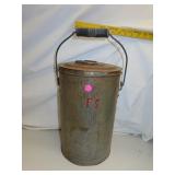 Antique 3 Gallon Metal Cream Can = 13&1/2" tall